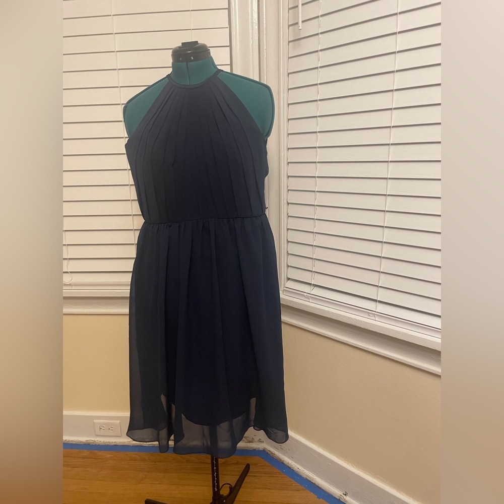 Sorella Vita Satin & Chiffon Navy Cocktail Dress
Style 8639